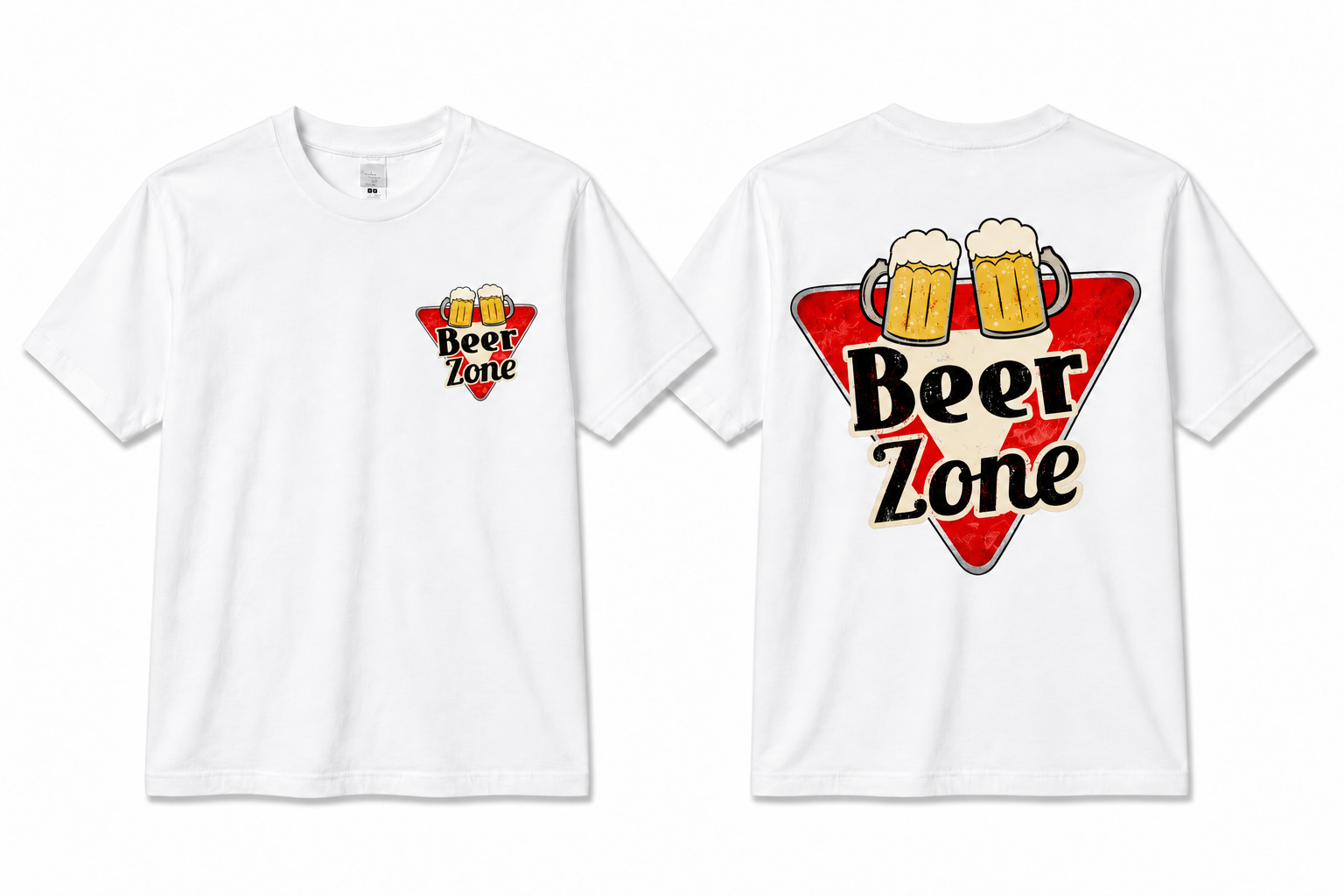 White Beer Zone T-shirt, front and back