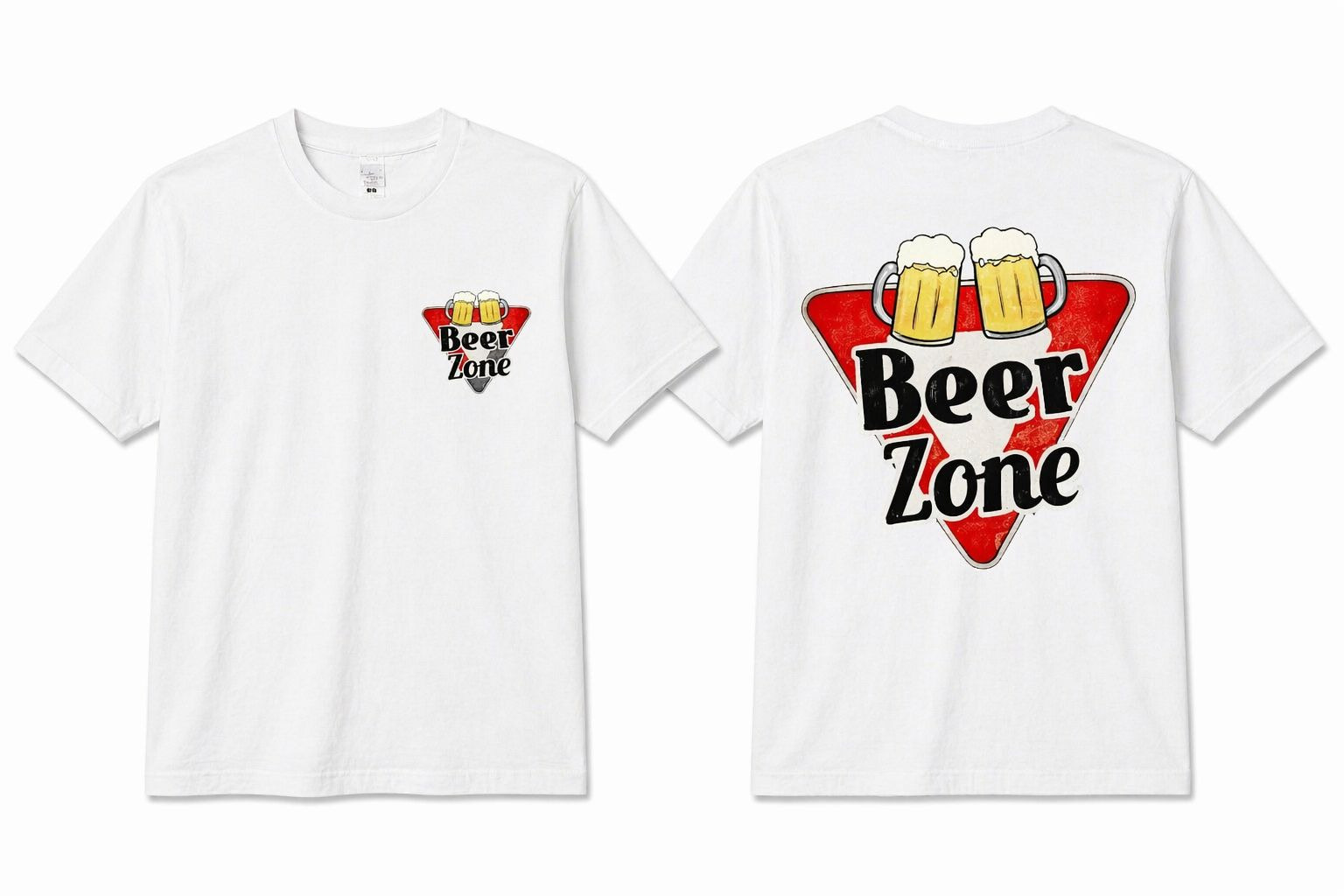 White Beer Zone T-shirt, front and back